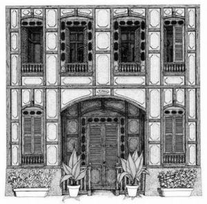 Dessin de Francois MOLL: 04 - Facade - Maisons de Style Créole 