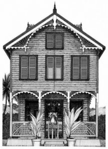 Dessin de Francois MOLL: 13 - Facade - Maisons de Style Créole 