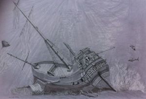 Dessin de Alnani: L'épave 