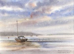Peinture de Bek Aquarelle: Barque sur la plage à Marée basse 2019