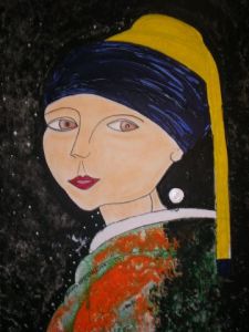 Peinture de GHIS: MA JEUNE FILLE A LA PERLE 2