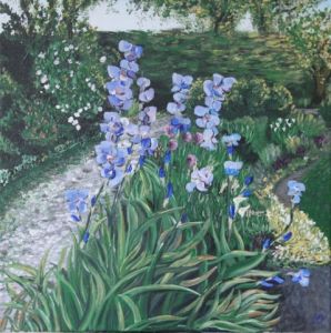 Peinture de HUBERT BRIDOUX: les iris bleus