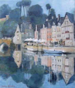 Peinture de Meryl QUIGUER: Reflets au port 