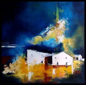 Peinture de KARPEG : Vieilles maisons ardéchoises