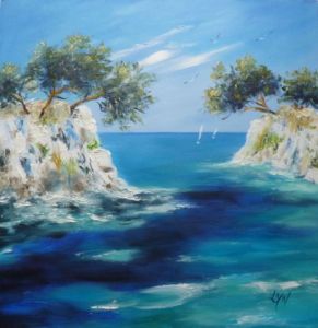 Peinture de LYN LENORMAND: Calanque près de Cassis