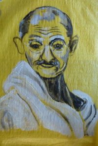 Peinture de Kidist DEGAFFE: Gandhiji la grande âme de l'Inde 