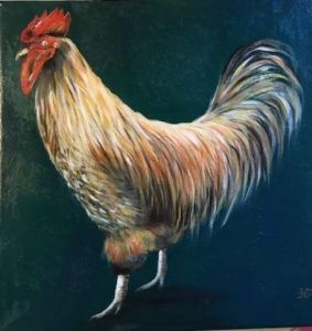 Peinture de Helene GAUTHIER: UNE POULE VERTE