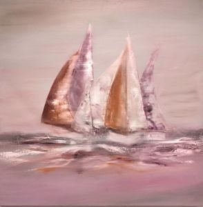 Peinture de MARTINE GREGOIRE: Régate en rose 