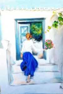 Peinture de FREDERIQUE NALPAS: Femme au bouquet 2