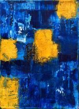 Peinture de Vero MAZUREK: bleu carre jaune