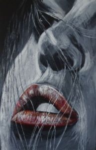 Peinture de sandrine richalet: the red lips