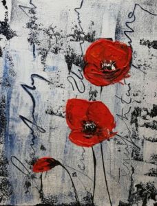 Peinture de Family GUISSET: Mur de coquelicots