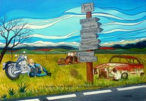 Peinture de ALAIN FAURE: ROUTE 66