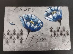Peinture de Art'doises et peintures: Fleurs bleues