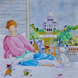 Peinture de martine alison: EMERVEILLE-TOI AVEC LES ARISTOCHATS FACE AU SACRE COEUR