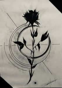 Dessin de HK : Rose de nuit.