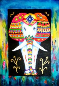 Peinture de Monique RENAULT: ELEPHANT