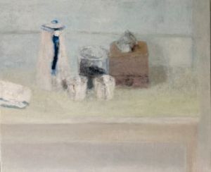 Peinture de esseve: nature morte à la cafetière