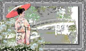Art_numerique de Françoise DELEGLISE: Geisha au parc