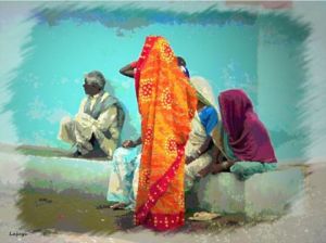 Art_numerique de Françoise DELEGLISE: Inde 2 scène de rue