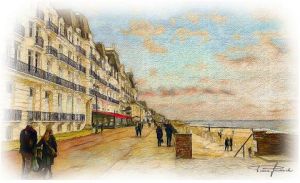 Peinture de Pierre frederick PETETIN: Promenade du bord de mer