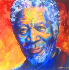 Peinture de FRANCK DENUEL: Morgan Freeman