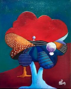 Peinture de Marie-Pierre JAN: Arbre Champs