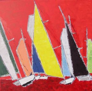 Peinture de valerie jouve: regate arlequin