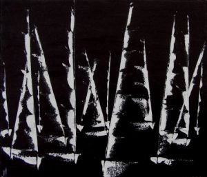 Peinture de valerie jouve: REGATE EN NOIR ET BLANC