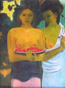 Peinture de valerie jouve: deux tahitiennes