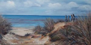 Peinture de Claudine Hebert: Les dunes d'Hatainville (Manche)