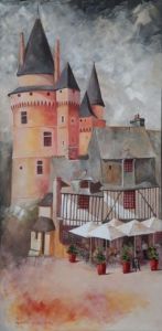 Peinture de Meryl QUIGUER: La Place Saint Yves. Vitré 