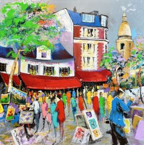 Peinture de philippe amagat: Place du Tertre 