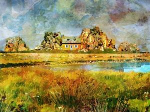 Art_numerique de PIERRE NOUAILLE: MAISON entre 2 rochers