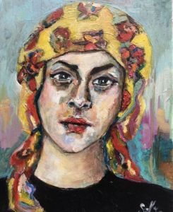 Peinture de soffya: L'isoumise, belle au front fleuri