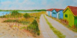 Peinture de christian riado: cabanes ostreicoles 21