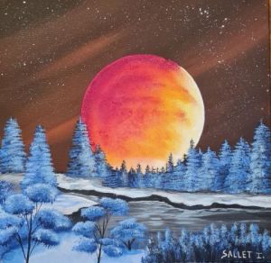Peinture de isabelle sallet : LUNE ROUSSE