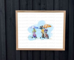 Peinture de denis moulin: golf sous la pluie