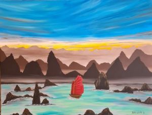Peinture de isabelle sallet : LA BAIE D'HALONG