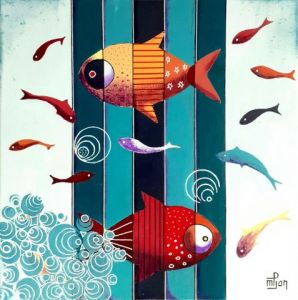 Peinture de Marie-Pierre JAN: Poissons A
