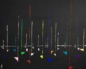 Peinture de valerie jouve: voiliers, mélodie nocturne