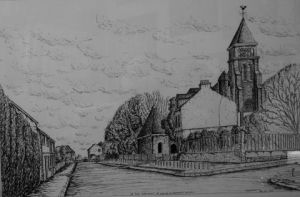 Dessin de Marcel Delcroix: L'eglise St Germaine 62100 Calais