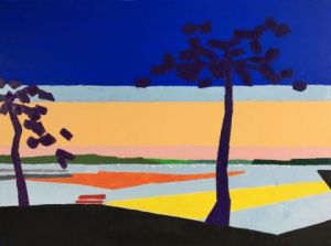 Peinture de valerie jouve: le jour se lève sur Conleau