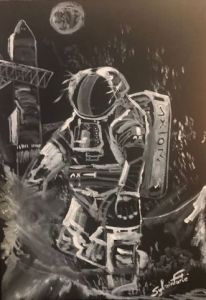 Peinture de COMETE: step by step on the Moon