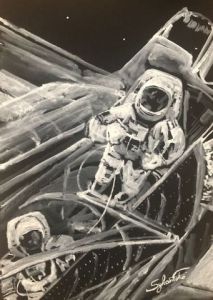 Peinture de COMETE: STEP BY STEP ON THE MOON