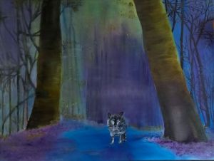 Peinture de LUCIE2: LE LOUP ET LA FORET