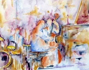 Peinture de Jean Jourdan: la boîte de jazz