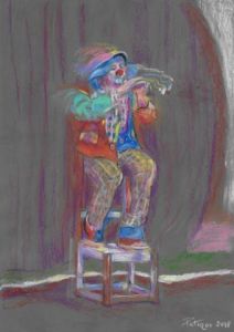 Peinture de Patmor: Le clown trompettiste