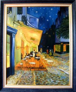 Peinture de Martine YVOREL: Le Café ,le soir