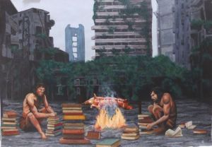 Peinture de Jean-Alexandre: Si demain était hier ou l'autodafé alimentaire